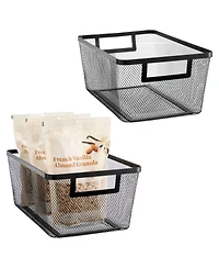 mDesign Metal Mesh Pantry Basket with Handles - Set of 2