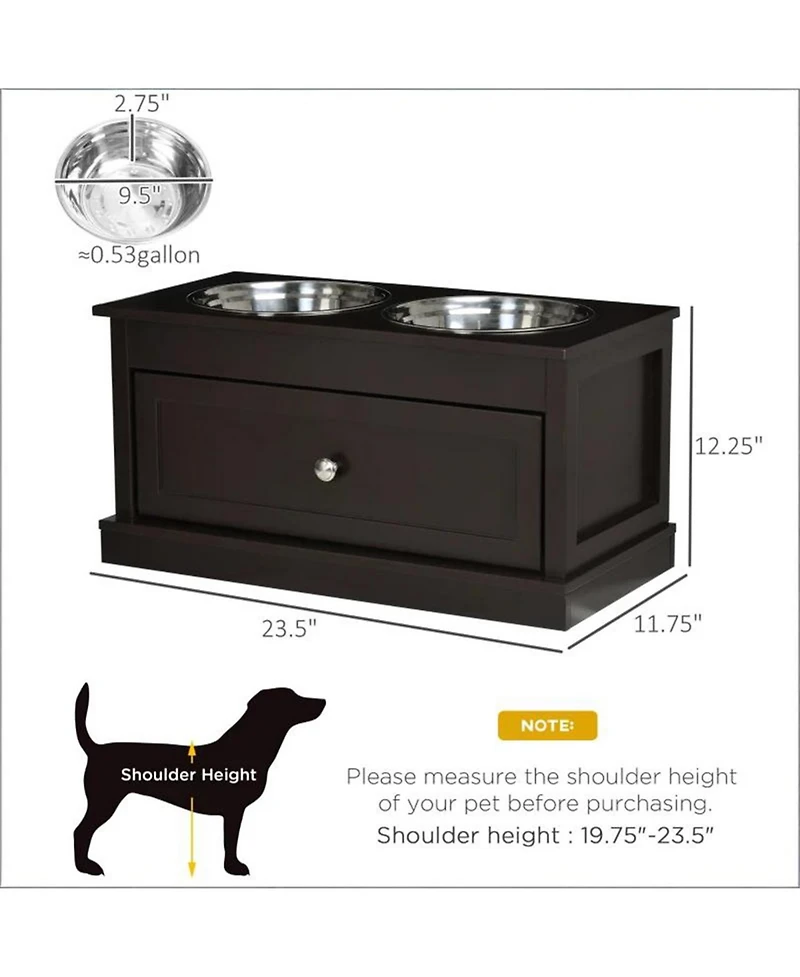Aostirmotor Wide Dog Bowls Elevated Feeding Station with Drawer