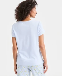 Charter Club Women's Solid V-Neck Short-Sleeve Sleepwear Top, Created for Macy's