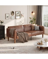 gaomon 75 Inch Futon Sofa Bed - Convertible Sleeper - Faux Leather Small Couch - Loveseat - Mid-Century Modern Couch for Living Room/Bedroom