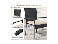 Slickblue 3PCS Patio Set with Cushions and Glass Table for Outdoor Use