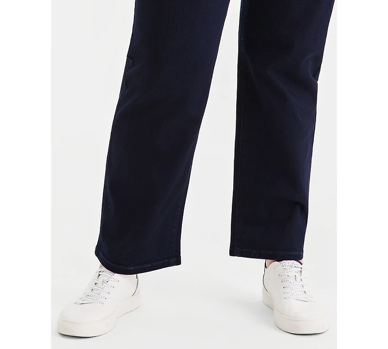 Style & Co Plus Mid-Rise Pull On Straight-Leg Jeans, Macy's Exclusive