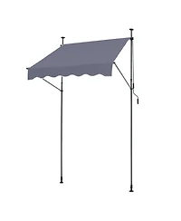 Mecale 59 x 47" Retractable Patio Awning, Manual Crank Sunshade Canopy, Adjustable Height 86-122 in, for Patio Balcony Yard, Dark Gray
