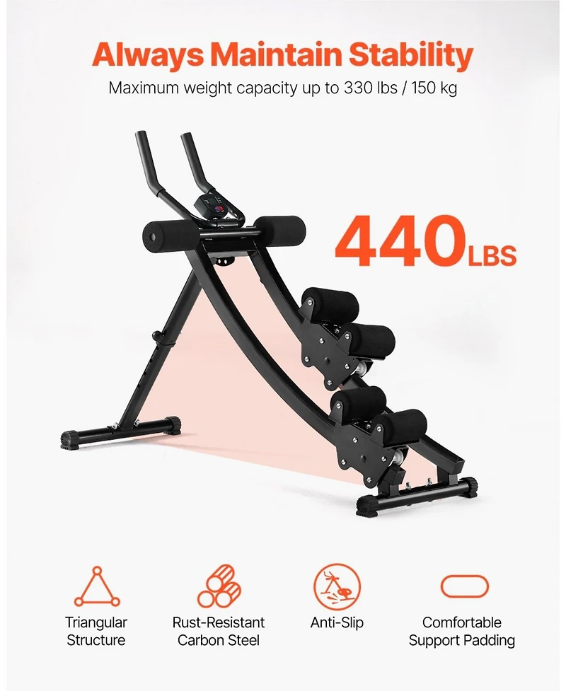 Mecale Dual-Track Ab Workout Machine, Foldable Adjustable Ab & Core Trainer, 440 lb Weight Capacity, Home Gym Ab Cruncher