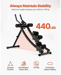 Mecale Dual-Track Ab Workout Machine, Foldable Adjustable Ab & Core Trainer, 440 lb Weight Capacity, Home Gym Ab Cruncher