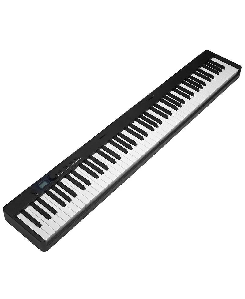 Mecale 88-Key Folding Keyboard Piano, Bluetooth & Midi, Touch Sensitive, Rechargeable with Pedal, Bag & Headphones, Black