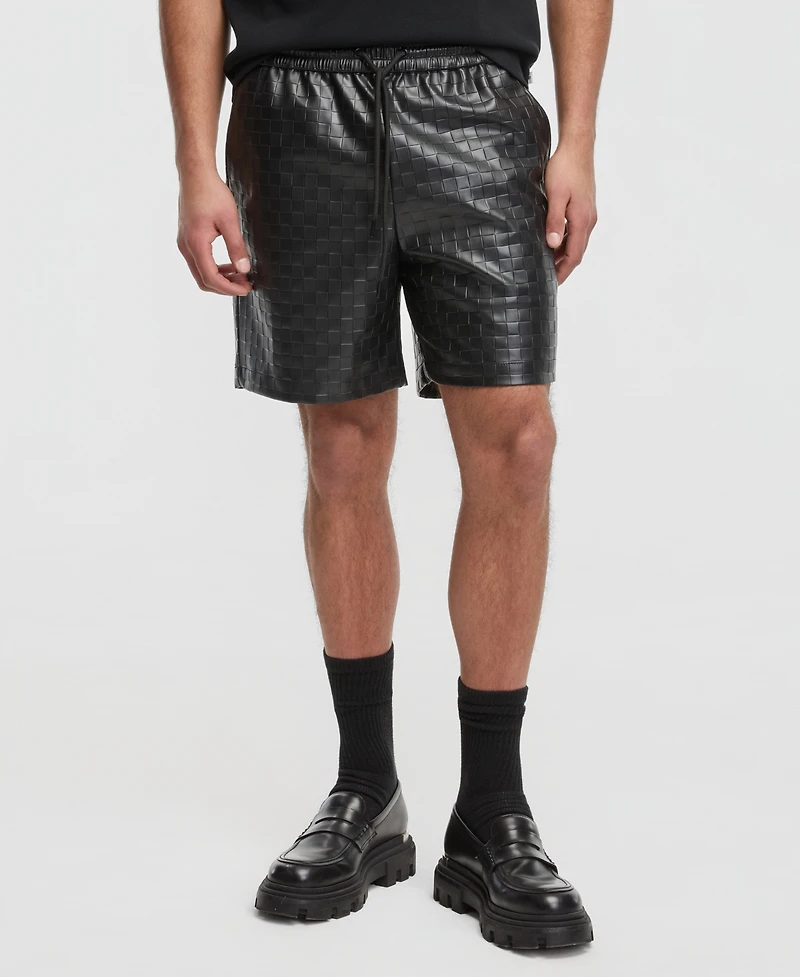 Mode of One Men's Checkerboard Pleather Shorts, Macy's Exclusive