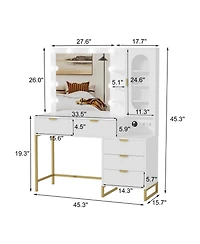 gaomon Vanity Benches, Modern Makeup Vanity Desk with Adjustable Mirror