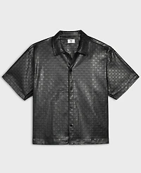 Mode of One Men's Relaxed-Fit Checkerboard Pleather Short-Sleeve Shirt, Macy's Exclusive