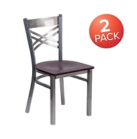 Emma+Oliver 2 Pack Clear Coated "X" Back Metal Restaurant Chair