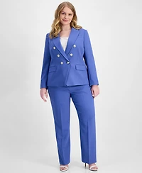 Tahari Asl Plus Faux-Double-Breasted Twill Blazer