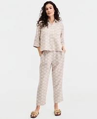 Charter Club Women's 100% Linen Pleated-Front Tapered Pants, Macy's Exclusive