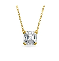 Bling Jewelry 4CT Solitaire Cz Asscher Cut Stud Earrings Pendant Gold Plated Silver Set
