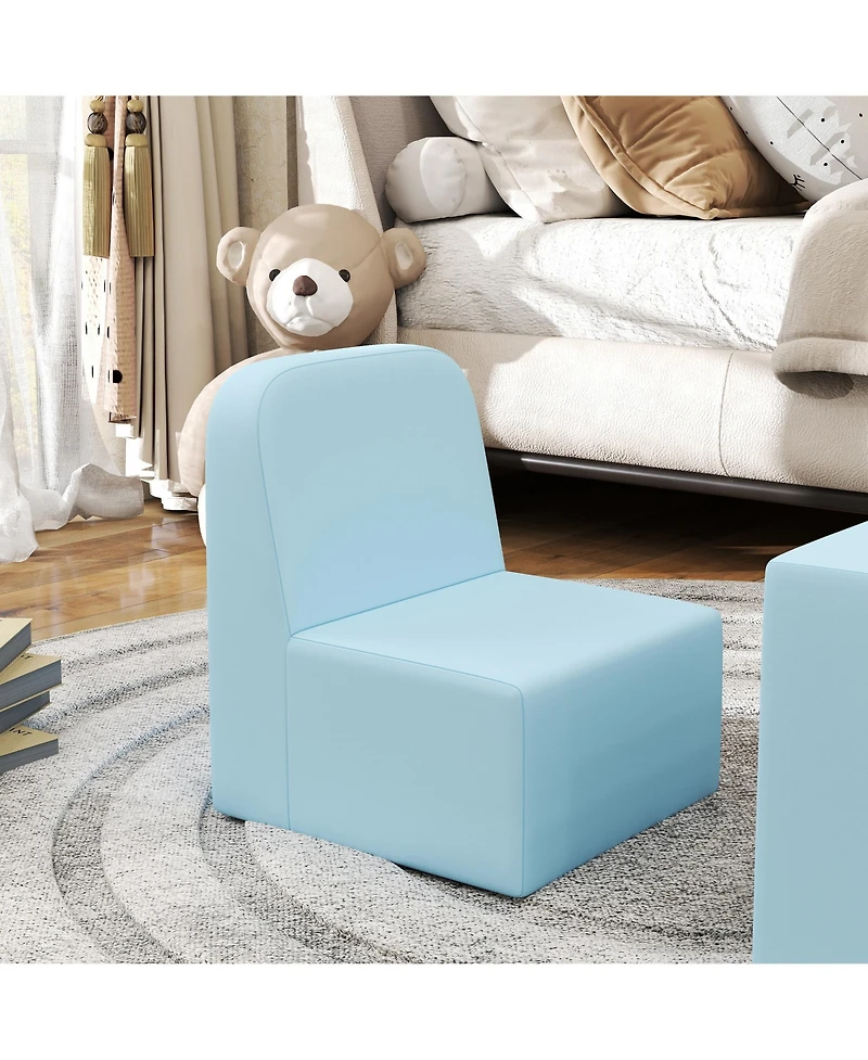 Qaba 2-in-1 Kids Sofa, Convertible Table and Chair Set, Light
