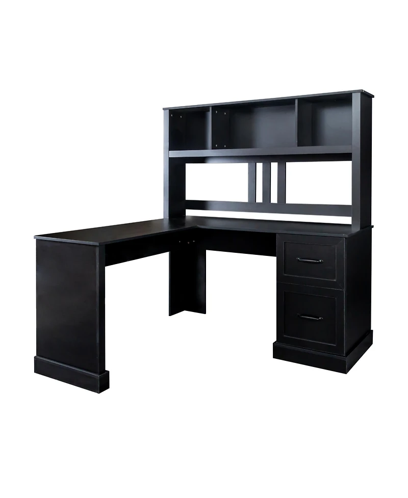 Simplie Fun Home Office Computer Desk With Hutch, Antiqued Finish