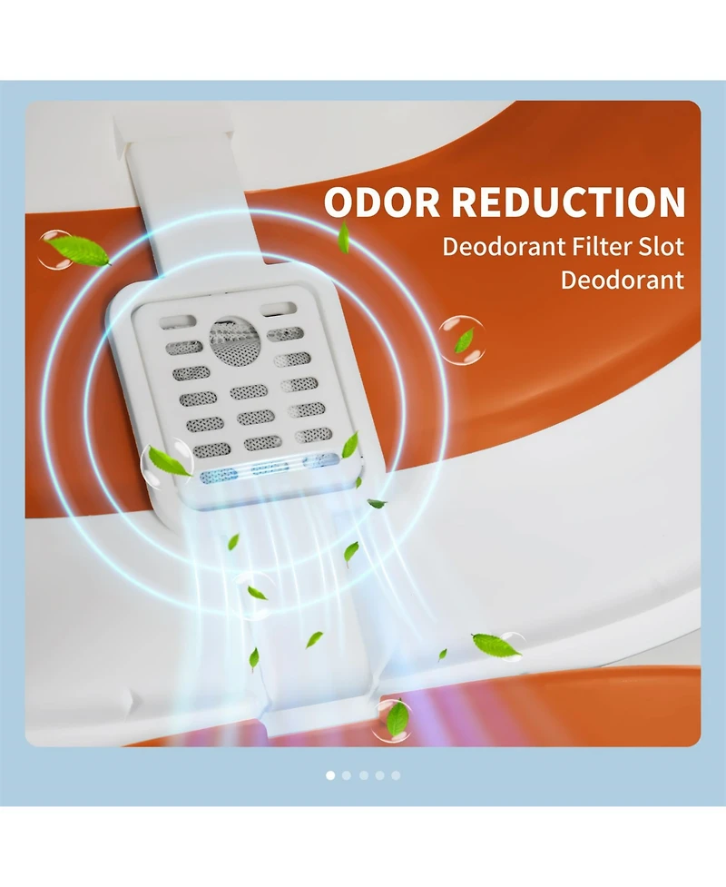 Aostirmotor Foldable Two-Way Entry Cat Litter Box with Lid & High Sides, Includes Air Freshener