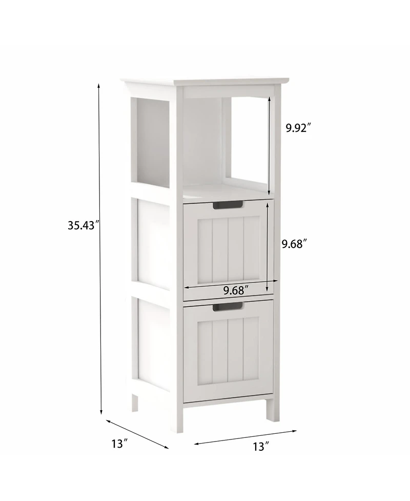 sumyeg Bathroom Floor Cabinet with 2 Drawers & 1 Shelf, Freestanding Wood Storage Organizer