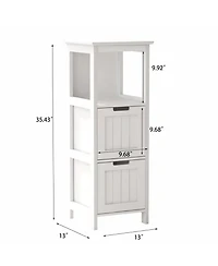 sumyeg Bathroom Floor Cabinet with 2 Drawers & 1 Shelf, Freestanding Wood Storage Organizer