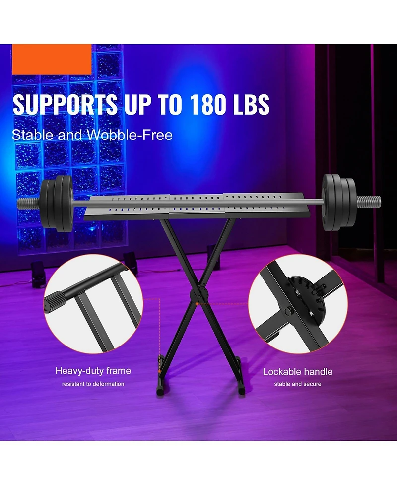 Mecale Portable Dj Table Stand, 32"-43" Adjustable Height, 18" Tabletop, Foldable Double-x Keyboard Stand for Laptop and Controller