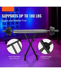 Mecale Portable Dj Table Stand, 32"-43" Adjustable Height, 18" Tabletop, Foldable Double-x Keyboard Stand for Laptop and Controller
