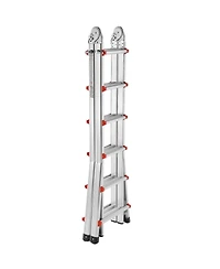 Mecale 20.5 ft Telescoping A-Frame Ladder, Compact Aluminum Multi-Function Extension Ladder, Collapsible Design, 330 lb Load Capacity