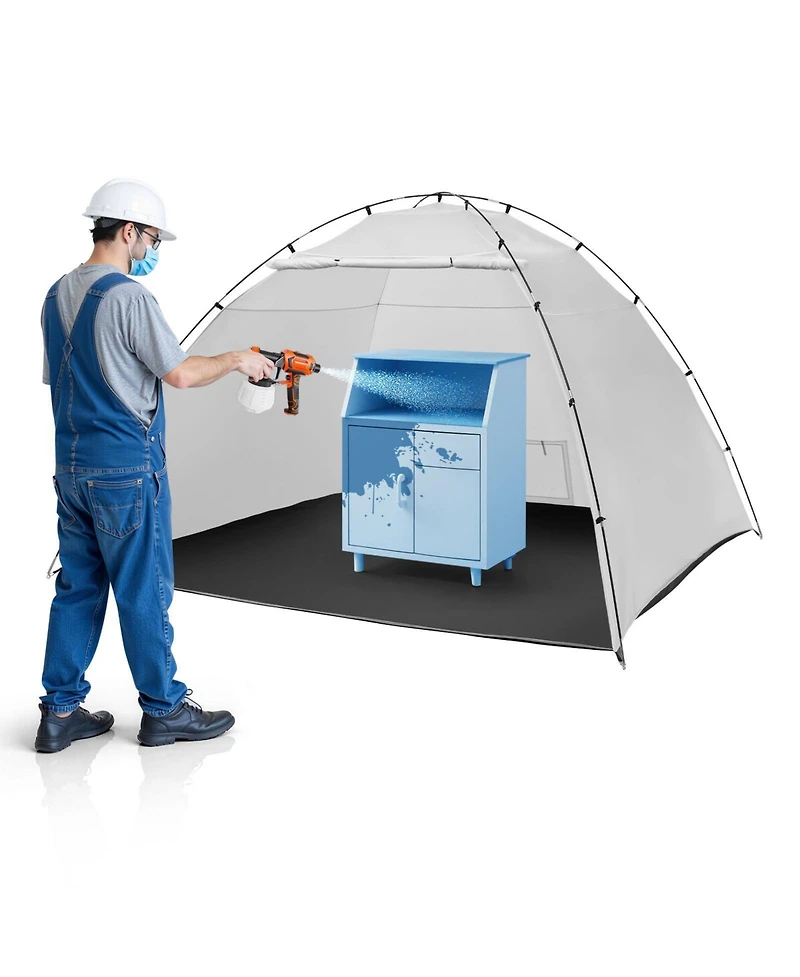 Mecale Portable Paint Booth Tent, 116.14 x 114.96 x 79.53 in, Built-in Floor, Mesh Screen, Oxford Spray Shelter