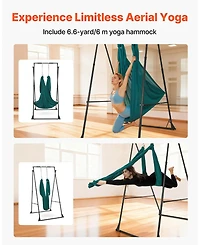 Mecale Yoga Swing Stand Frame with Hammock, 440.9 lb Capacity, Triangular Aerial Rig with Eva Foam, 4-Level Horizontal & 6-Level Vertical