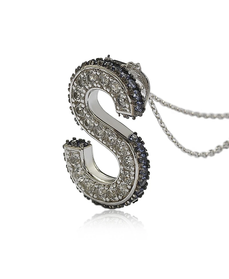 Suzy Levian Sterling Silver Sapphire 3-d Letter "S" Initial Pendant