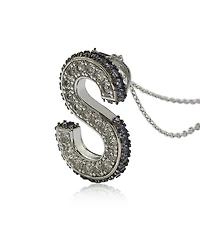 Suzy Levian Sterling Silver Sapphire 3-d Letter "S" Initial Pendant