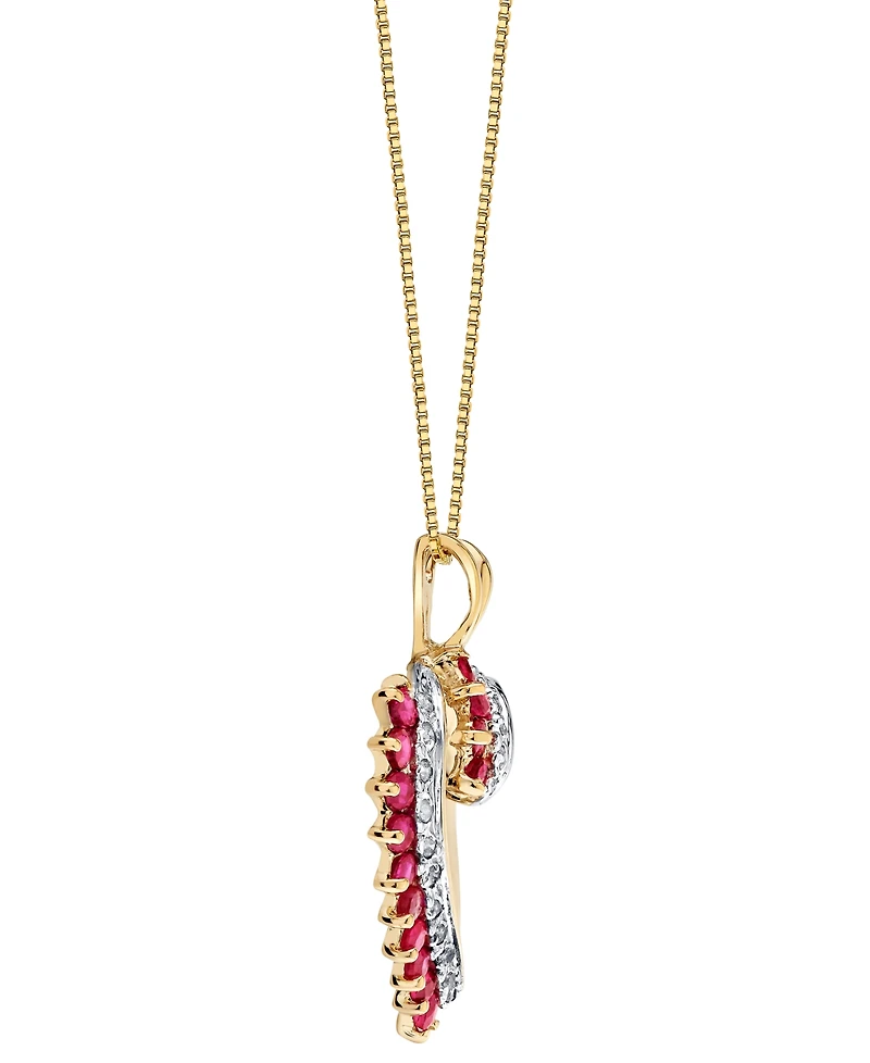 Macy's Ruby (3/4 ct. t.w.) & Diamond (1/8 ct. t.w.) Pendant Necklace in 14k Yellow Gold