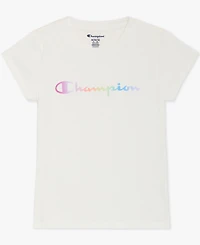 Champion Girls' 7-16 Crewneck Rainbow Logo Graphic T-Shirt