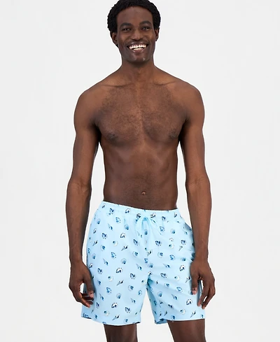 Club Room Men's Shell Coral Printed 7" Swim Trunks, Macy's Exclusive