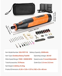 Mecale 73-Piece Cordless Rotary Tool Kit, DC4V Mini Rotary Tool, 5 Speeds 7000–20000 Rpm, Multi-Purpose Diy Tool Set
