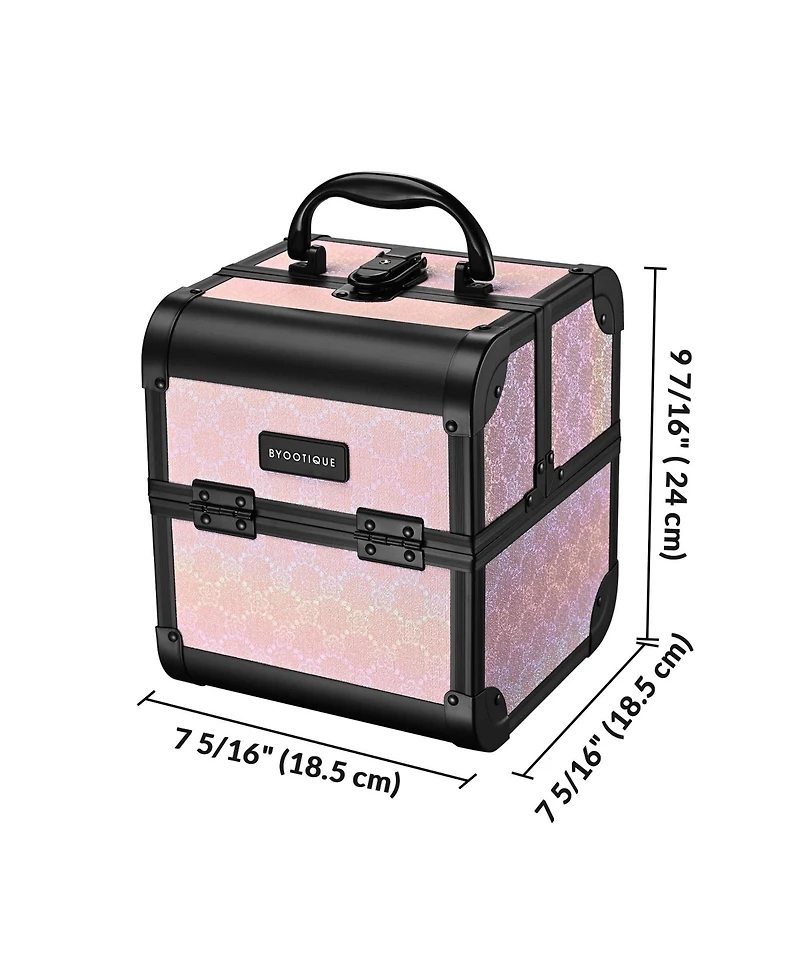 Byootique 4in1 Portable Makeup Train Case with Cube Case Cosmetic Organizer Pink