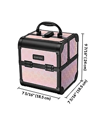 Byootique 4in1 Portable Makeup Train Case with Cube Case Cosmetic Organizer Pink