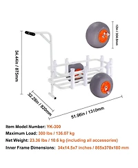 Mecale Beach Fishing Cart, 300 lbs Capacity, Aluminum Pier Wagon with Two 13" Pu Balloon Tires and 8 Rod Holders