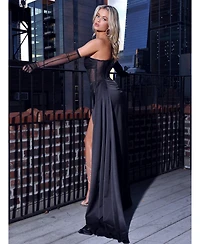 Miss Circle Women's Rebeca Satin High Slit Corset Gown