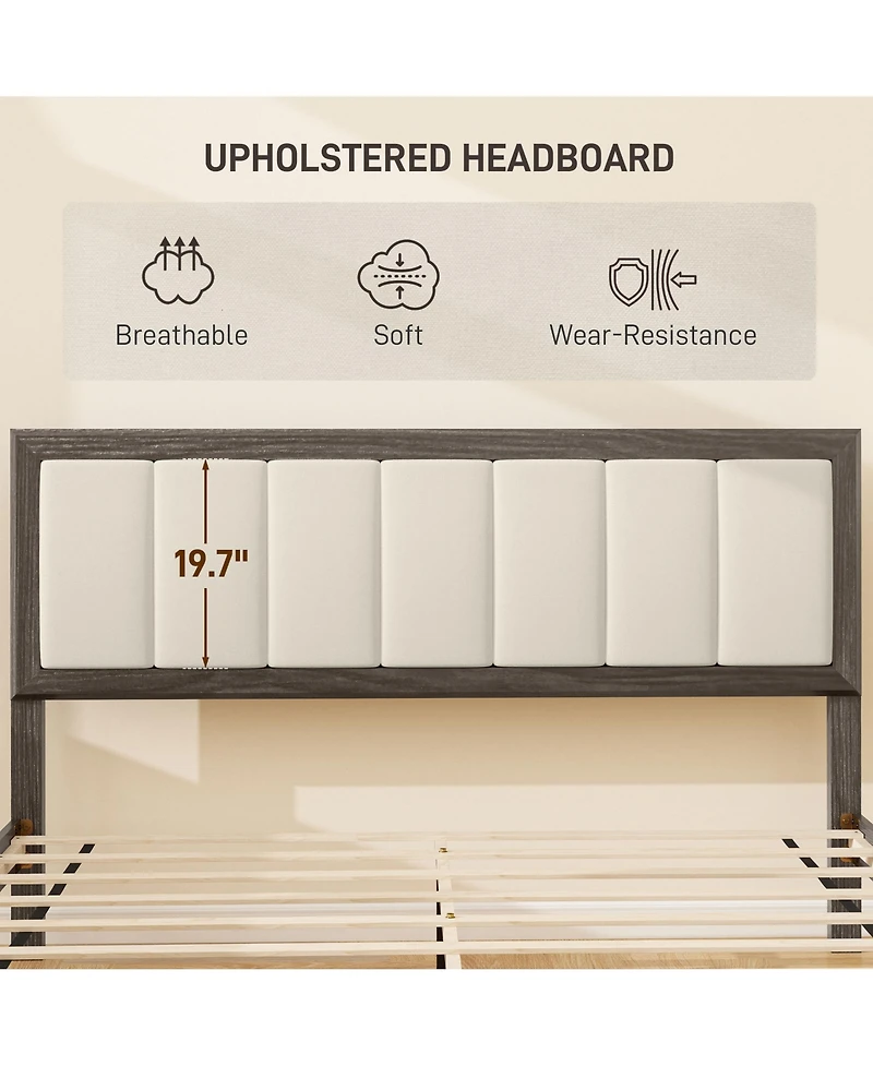 Homcom Queen Bed Frame with Headboard, Platform Charcoal