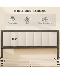 Homcom Queen Bed Frame with Headboard, Platform Charcoal