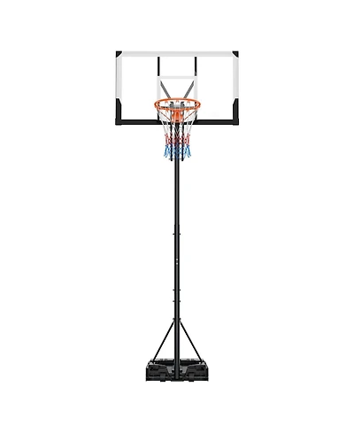 Mecale Portable Basketball Hoop, 5.25–10 ft Height Adjustable Stand with 48" Pc Backboard, Rolling Wheels, Outdoor Goal System