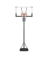 Mecale Portable Basketball Hoop, 5.25–10 ft Height Adjustable Stand with 48" Pc Backboard, Rolling Wheels, Outdoor Goal System