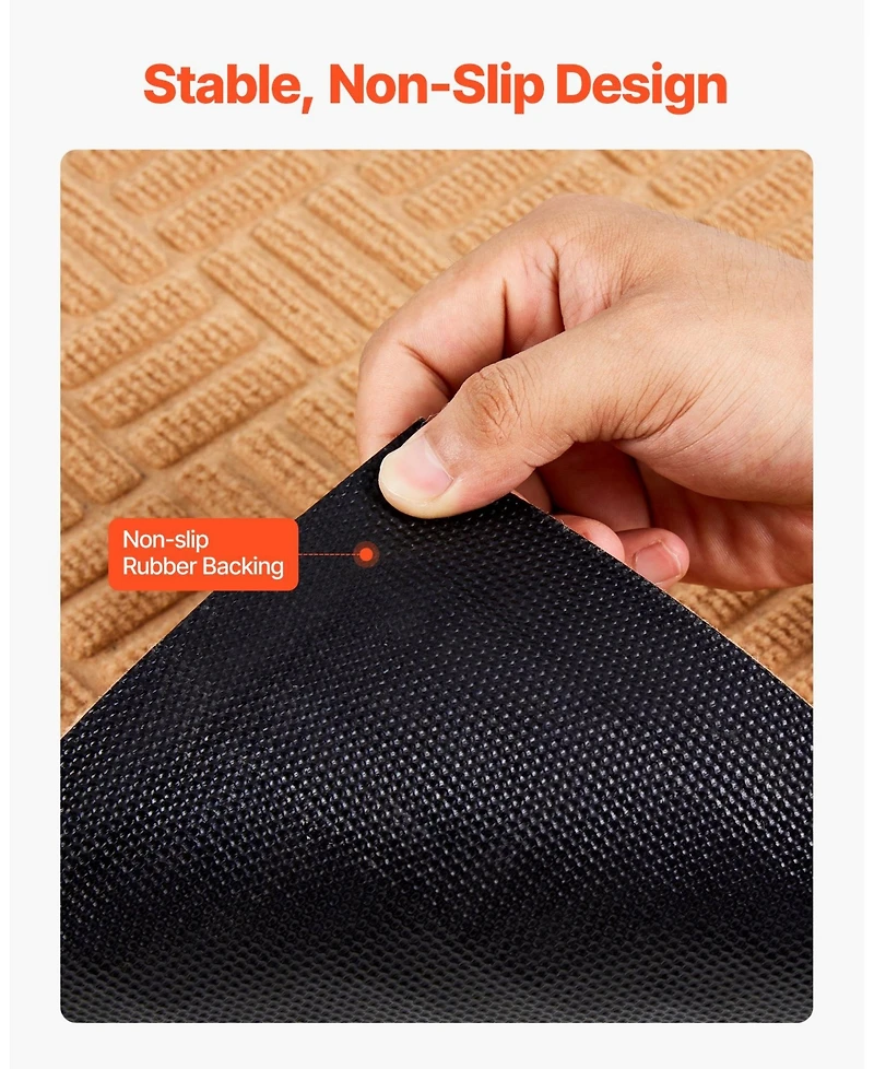 Cozito Beige Door Mat, 29.5 x 17.7 in Low-Profile Doormat w/ Non-Slip Rubber Backing, Absorbent Dirt-Trapping Entry Mat for Porch/Patio