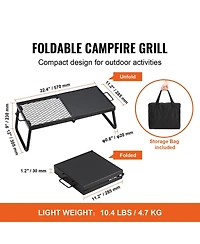 Ecooso 22.4" Folding Campfire Grill, Heavy Duty Steel Mesh Grate with Legs and Carrying Bag, Camping Grate for Fire Pit Cooking
