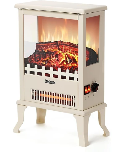 Gaomon 17" 1500W Infrared Electric Fireplace Stove, 3-Sided View, Realistic Flame, Overheat Protection, Portable Heater for Small Spaces