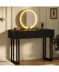 gaomon Vanity Desk with Mirror and Lights, Small Makeup Vanity with 2 Drawers