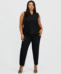 Anne Klein Plus Ruffled V-Neck Sleeveless Top