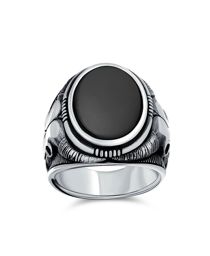 Bling Jewelry Men's Signet Western Texas Longhorn Skull Ring Sterling Silver