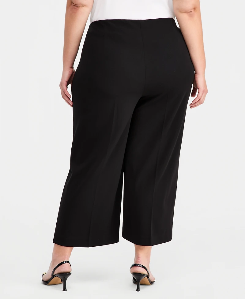 Anne Klein Plus Size High-Rise Wide-Leg Pants