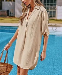 Cupshe Women's Throw It On White Cover-Up Mini Beach Dress