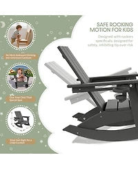 WestinTrends Outdoor Hdpe Plastic Preschool Toddler Modern Adirondack Rocking Chairs Set of 2